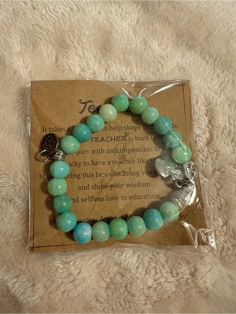 Turquoise Beaded Teacher Appreciation Bracelet